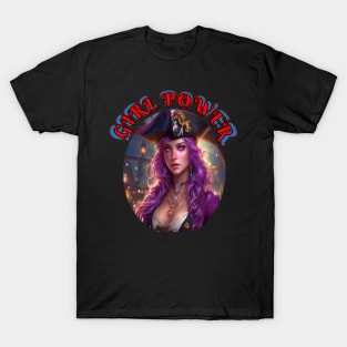 Girl power, she pirate in purple T-Shirt